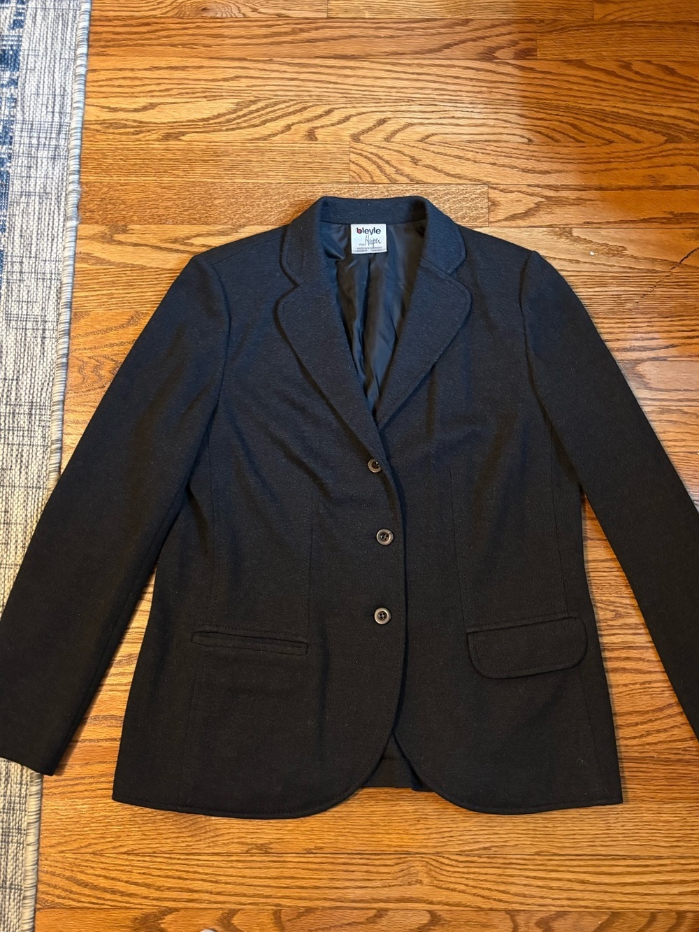 Bleyle Black 100% Wool Three Button Career Blazer Size 12